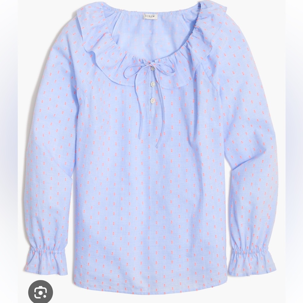 NWT J Crew Long-sleeve Ruffle-neck Top